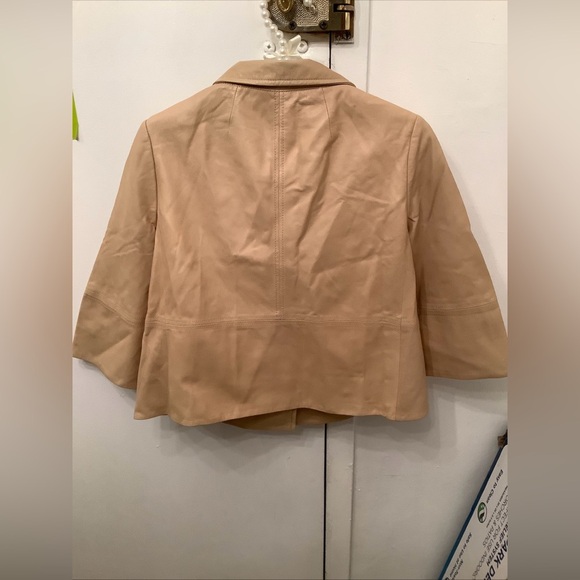 Tory Burch Leather Jacket In A Light Beige Nude Color Size 2 - Picture 2 of 6
